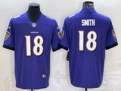 Men's Baltimore Ravens #18 Roquan Smith Purple Vapor Untouchable Limited Stitched Jersey - Click Image to Close